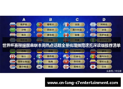 世界杯赛程提醒串联本周热点话题全景梳理指南速览深读版推荐清单